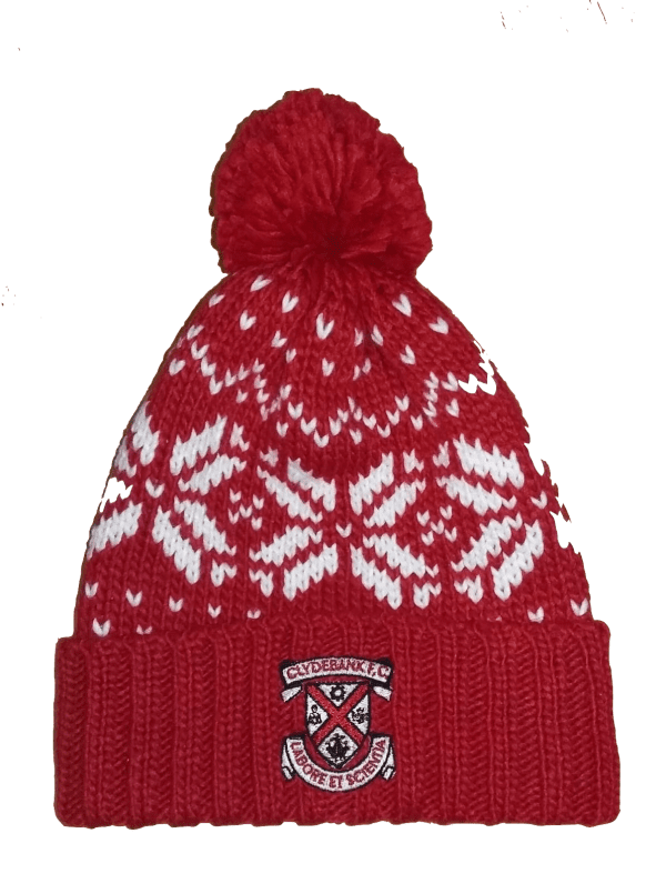 Red Patterned Pom Pom hat